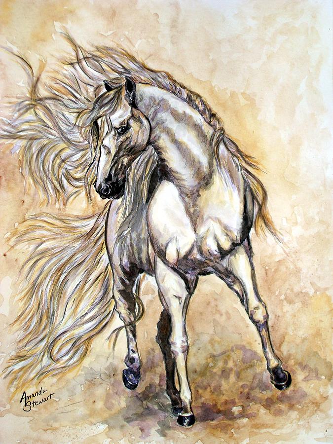 Horse Painting - Wild and Free #2 by Amanda Hukill