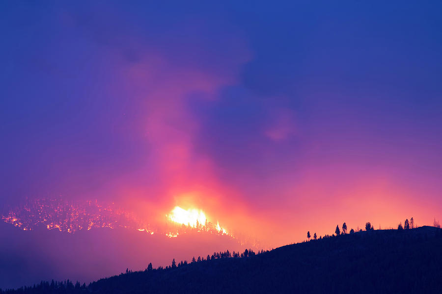 Nature Photograph - Wildfire At Lolo Peak Crowns #2 by Robin Carleton