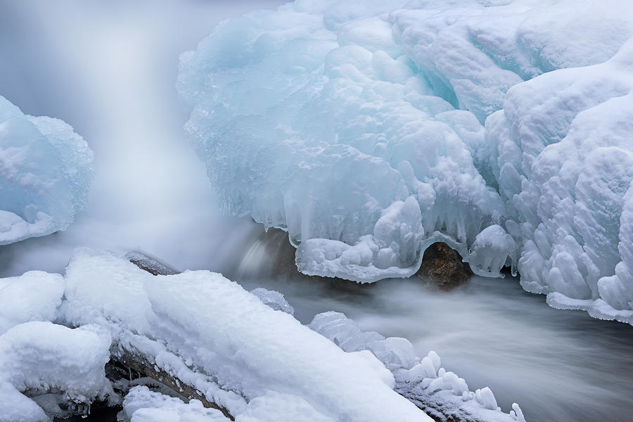 Winter Photograph - Winter Cascade Framed by Ice #2 by Dean Pennala