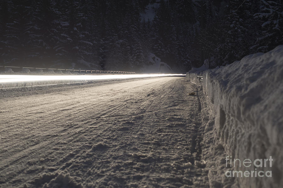 Winter road at night #2 Photograph by Mats Silvan