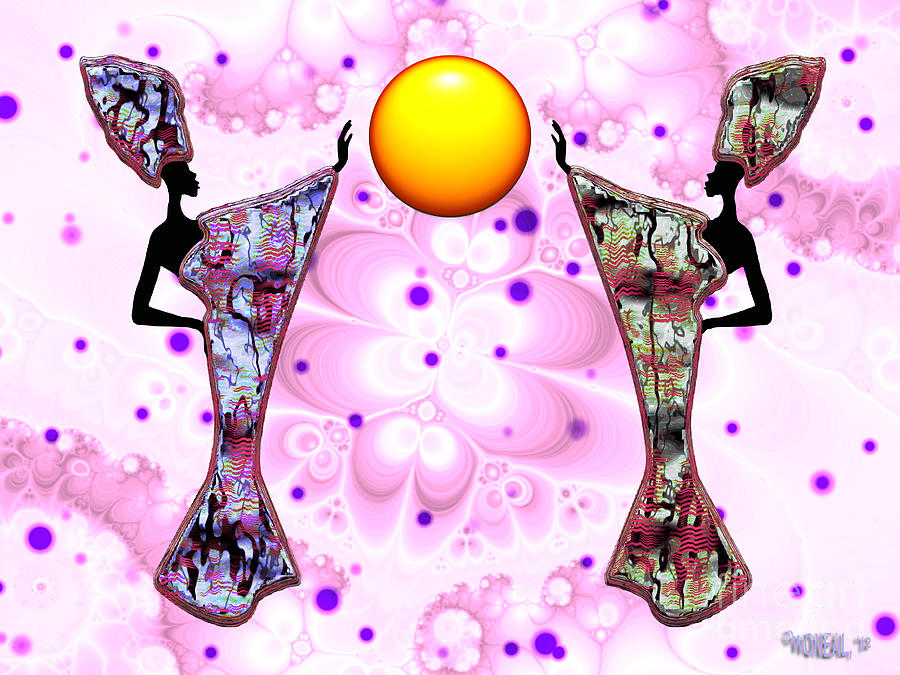 Clothing Digital Art - 2 Women And The Sun - v. 1 by Walter Neal
