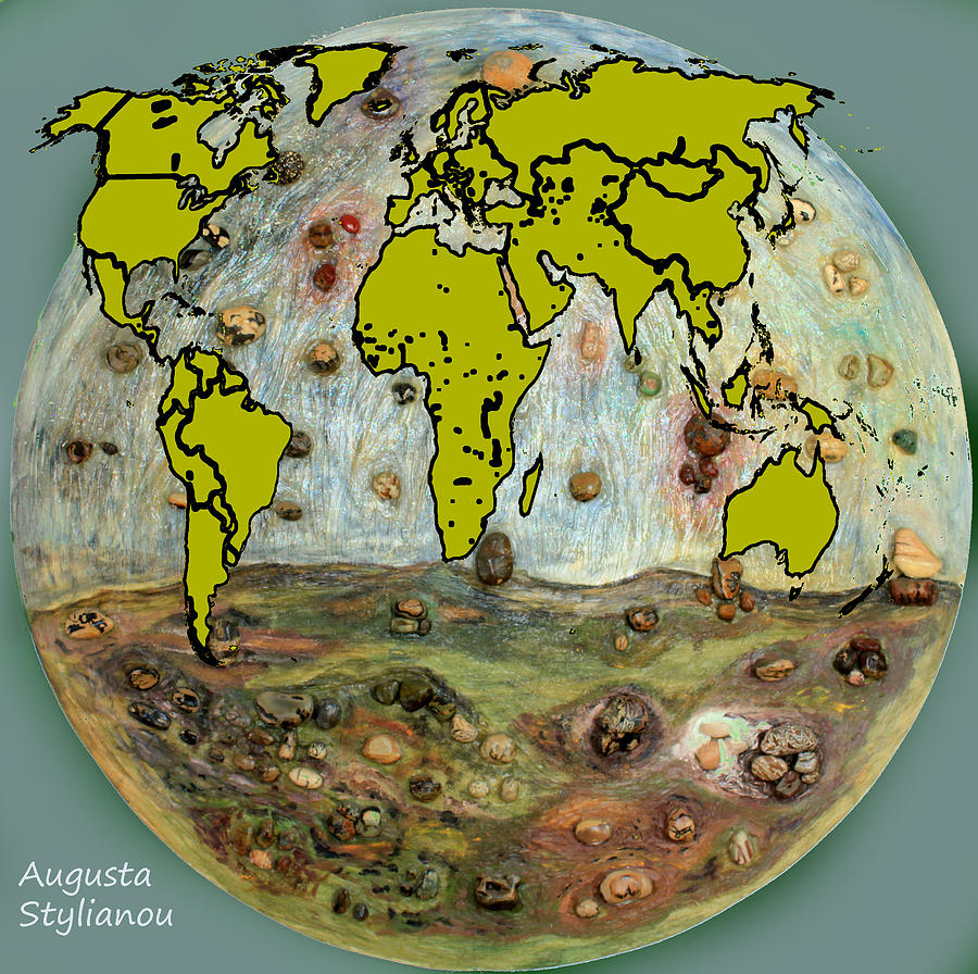 World Map and Earth #4 Digital Art by Augusta Stylianou