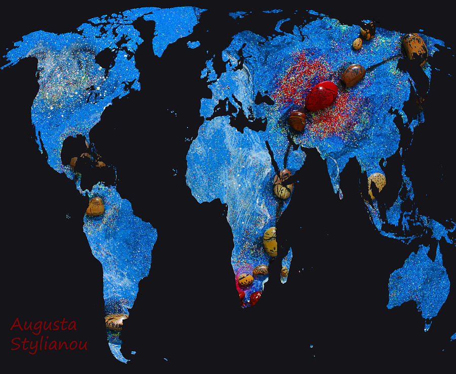 World Map and Scorpio Constellation #1 Digital Art by Augusta Stylianou