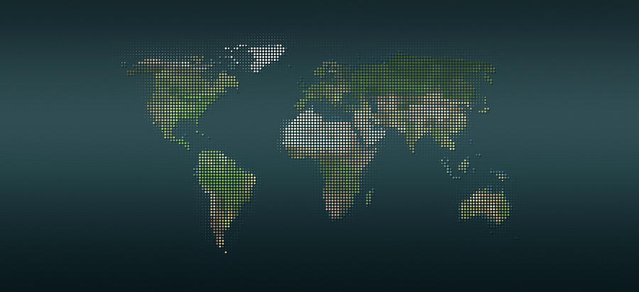 World Map In Dots Against An Abstract #2 Digital Art by Ralf Hiemisch