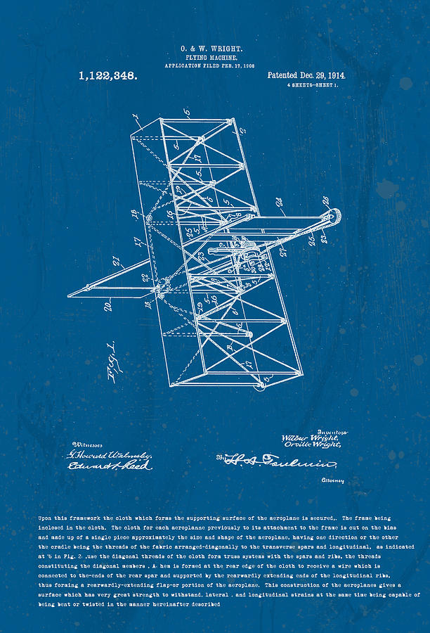 Wright Brothers Flying Machine Patent #2 Digital Art by Marlene Watson