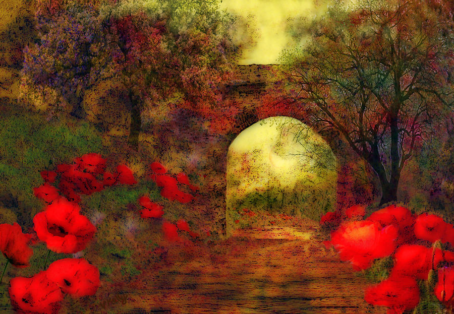 Flower Painting - Ye olde railway bridge by Valerie Anne Kelly