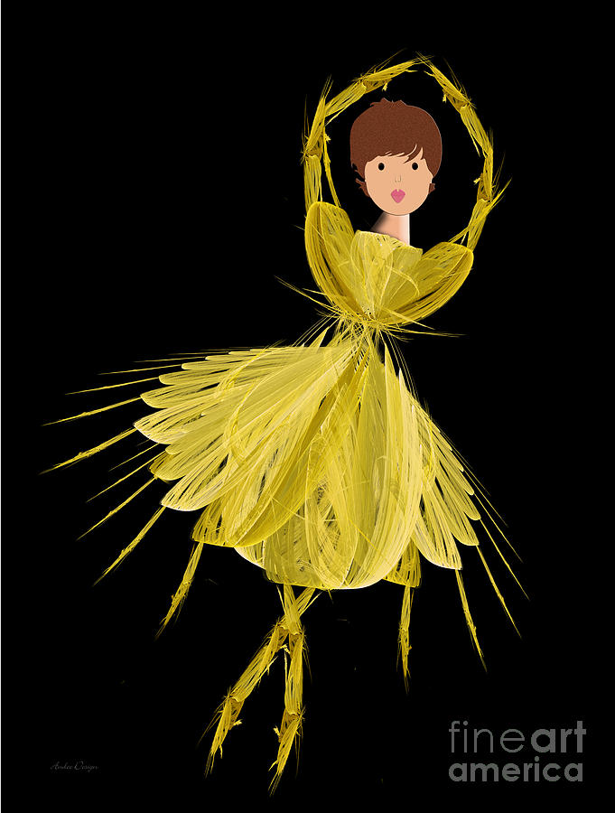 2 Yellow Ballerina Digital Art by Andee Design