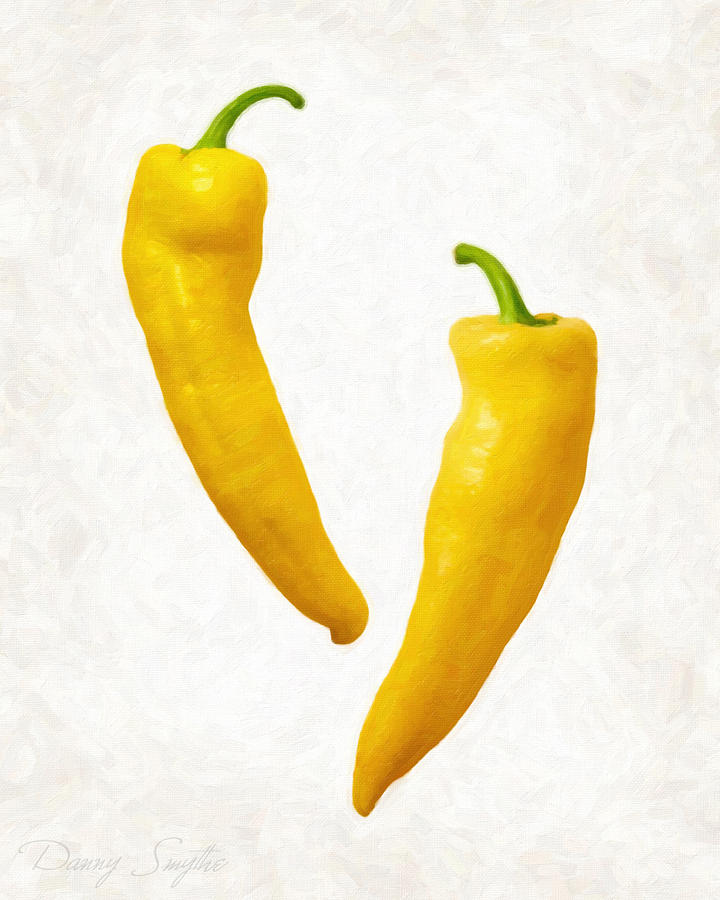 Nature Painting - Yellow Hot Peppers  #2 by Danny Smythe