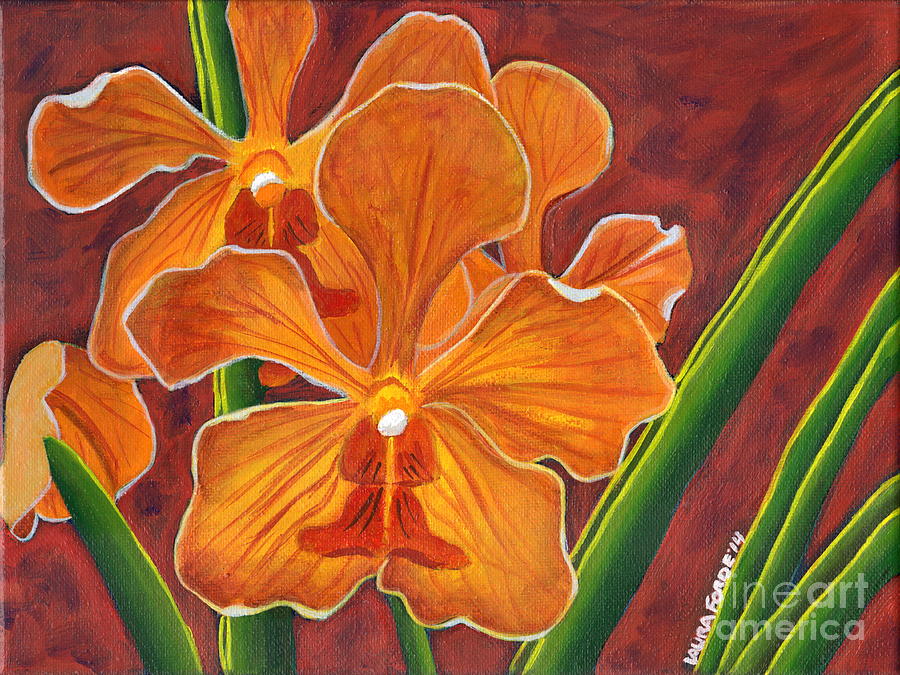 Yellow Orchids #2 Painting by Laura Forde