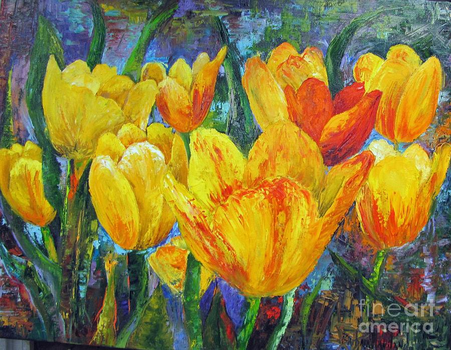 Yellow Tulips #2 Painting by Barbara Haviland
