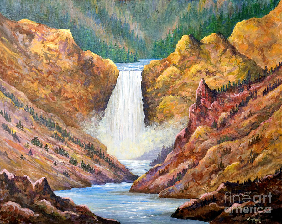 Yellowstone Falls #1 Painting by Lou Ann Bagnall