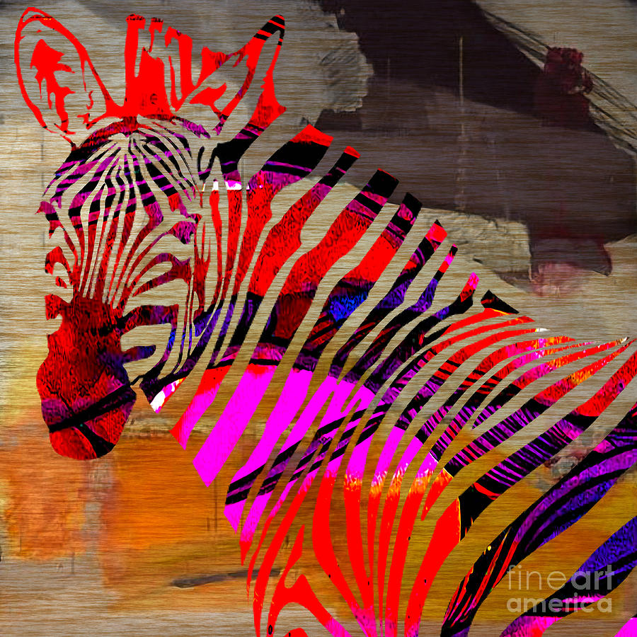 Zebra #2 Mixed Media by Marvin Blaine