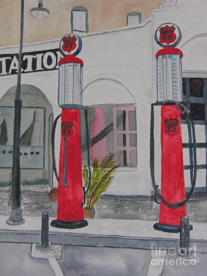 Gas Pumps Painting - 20 Cents per Gallon by Peggy Dickerson