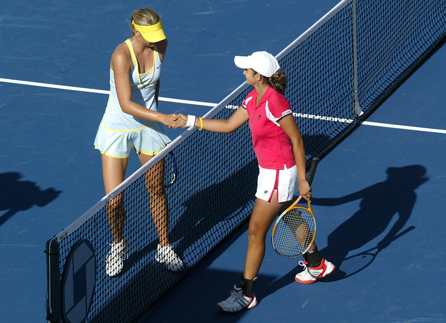 2005 US Open - Womens Singles - Fourth  Round - Maria Sharapova  vs  Sania Mirza Photograph by Cynthia Lum