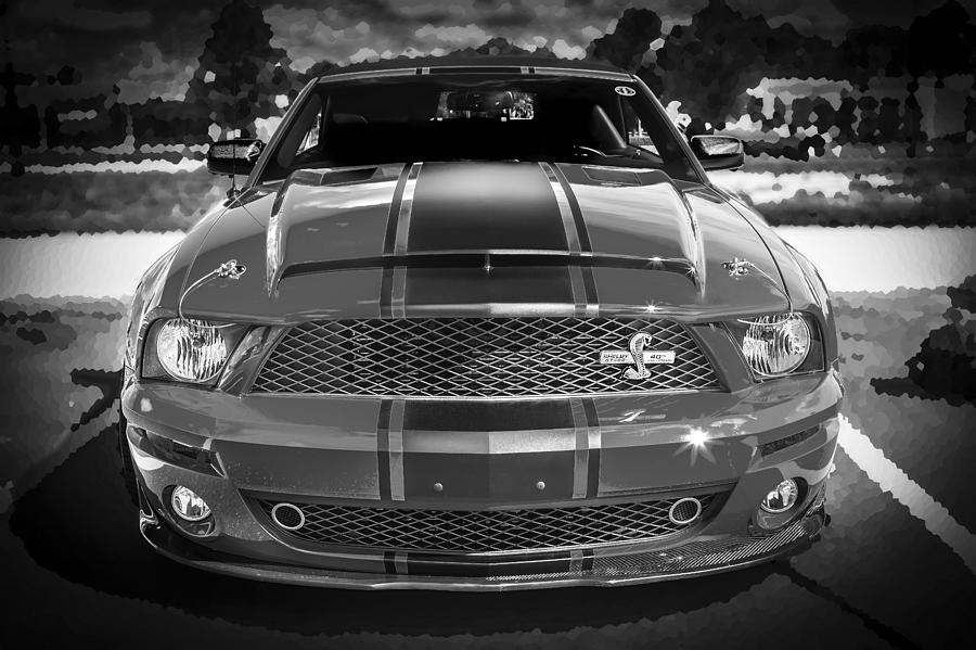 2007 Ford Mustang ShelbyGT 500 427 BW Photograph by Rich Franco