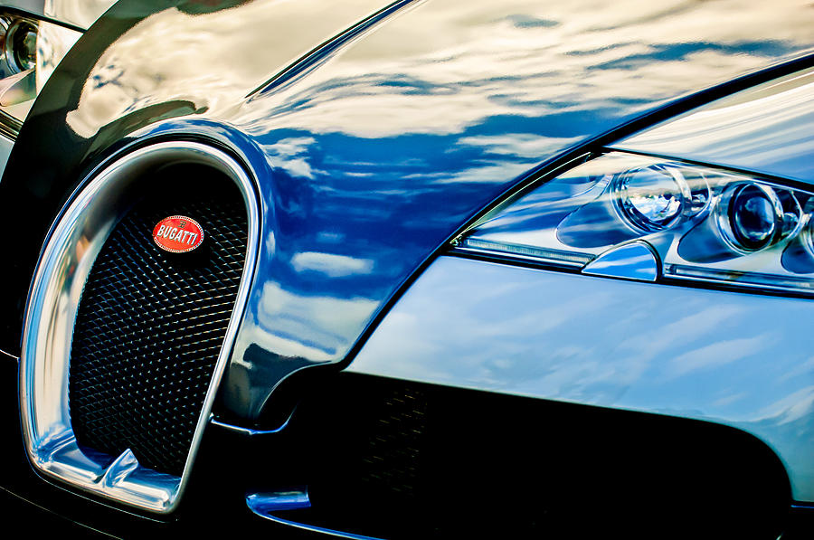 Car Photograph - 2008 Bugatti Veyron Grille Emblem -0621c by Jill Reger