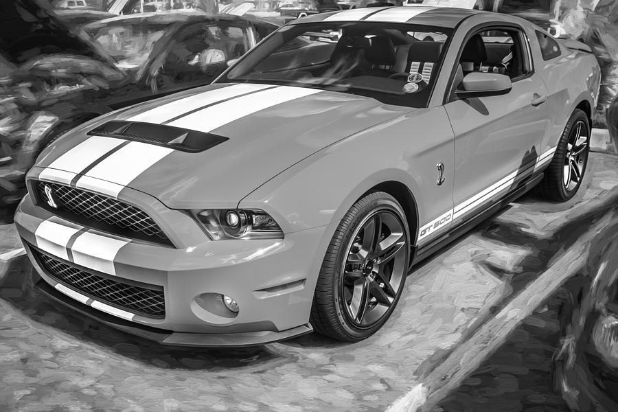 2010 Ford Shelby Mustang GT500 Painted BW  Photograph by Rich Franco