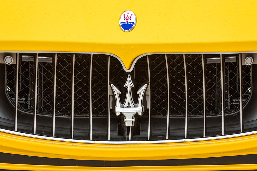 Car Photograph - 2010 Maserati Grille Emblem -0550c by Jill Reger