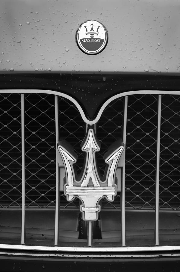 2010 Maserati Grille Emblem -0556bw Photograph by Jill Reger