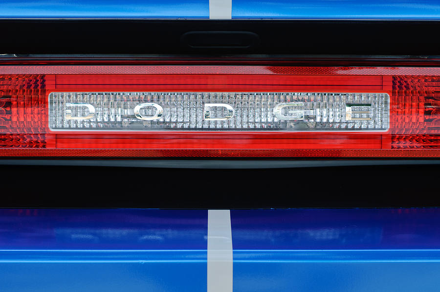 Car Photograph - 2011 Dodge Challenger RT Hemi Taillight Emblem by Jill Reger