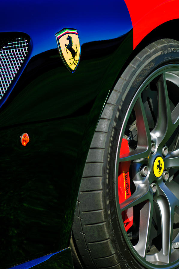Transportation Photograph - 2011 Ferrari 599 GTO Emblem - Wheel -0378c by Jill Reger
