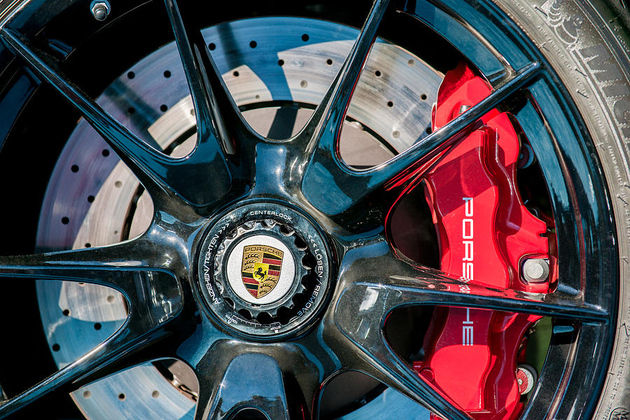 Transportation Photograph - 2011 Porsche 997 GT3 RS 3.8 Wheel Emblem -0989c by Jill Reger