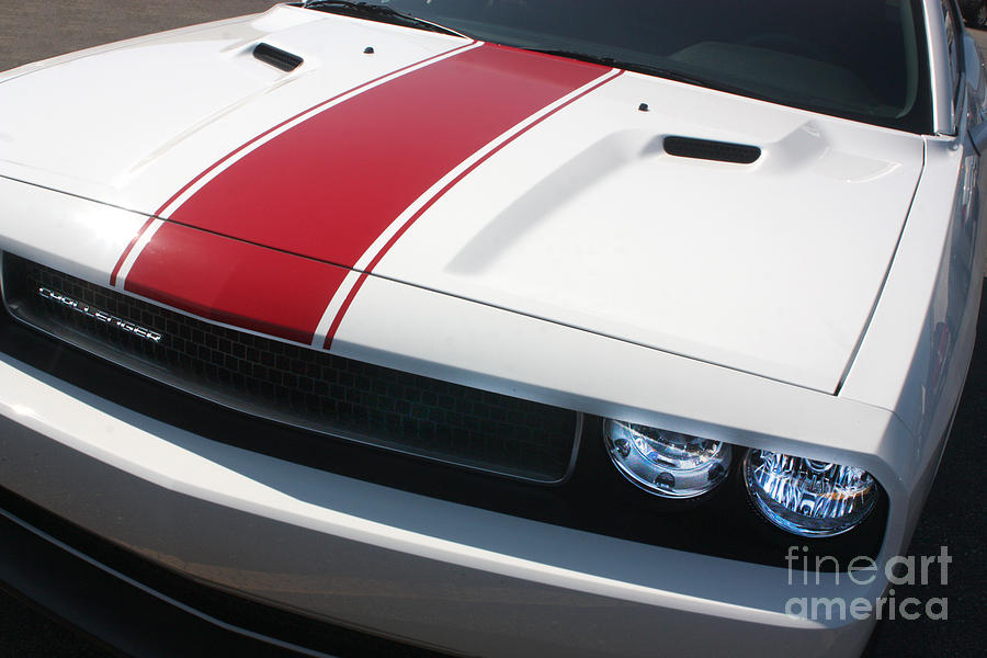 Car Photograph - 2012 Dodge Challenger White - Hood 6025 by Gary Gingrich Galleries