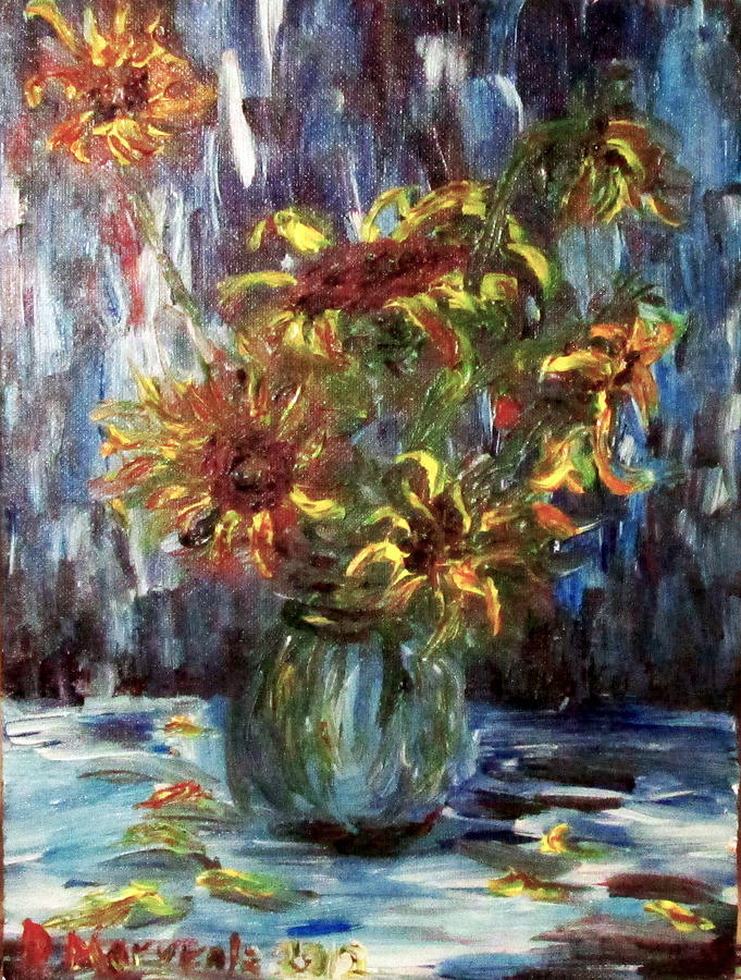 2012 Sunflowers 3 Painting by Denny Morreale