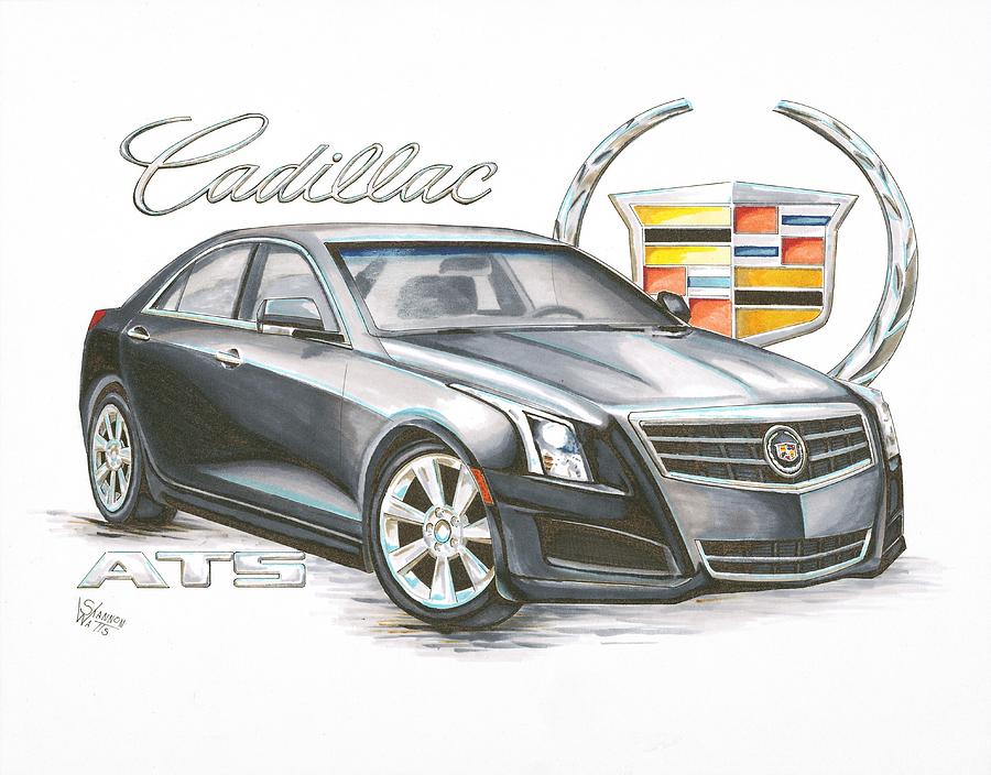 2013 Cadillac ATS Drawing by Shannon Watts Pixels