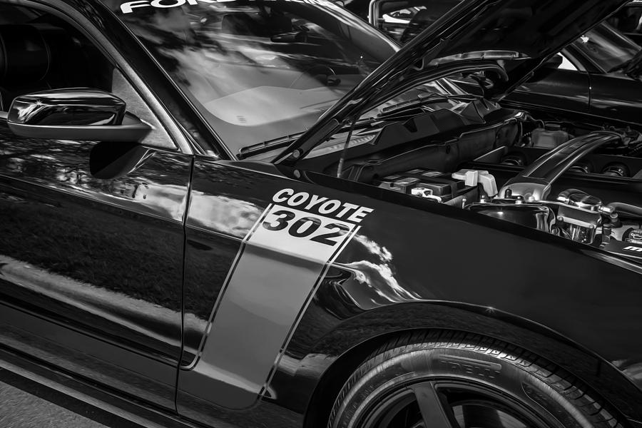 2013 Ford Shelby Boss 302 Coyote Mustang Paitned BW Photograph by Rich Franco