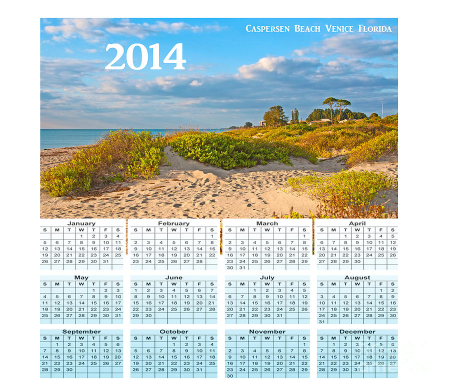 2014 Caspersen Beach Florida Yearly Calendar Digital Art by Anne Kitzman