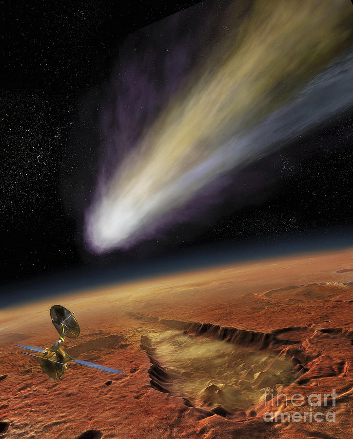 2014 Comet Over Aromatum, Mars Digital Art by Steven Hobbs