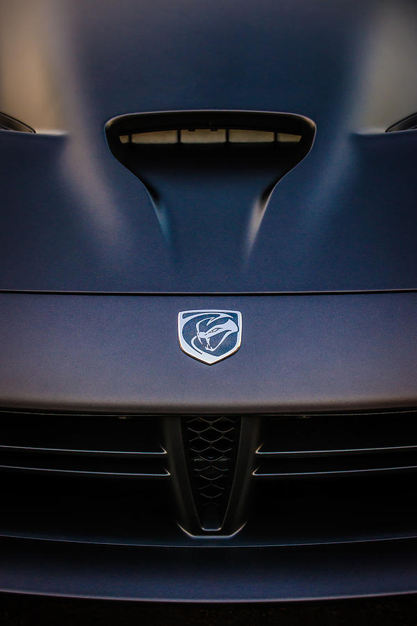 Car Photograph - 2014 Dodge Viper Hood Emblem -1066c by Jill Reger
