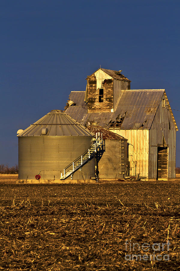 Old Barn And Grain Bins Photograph