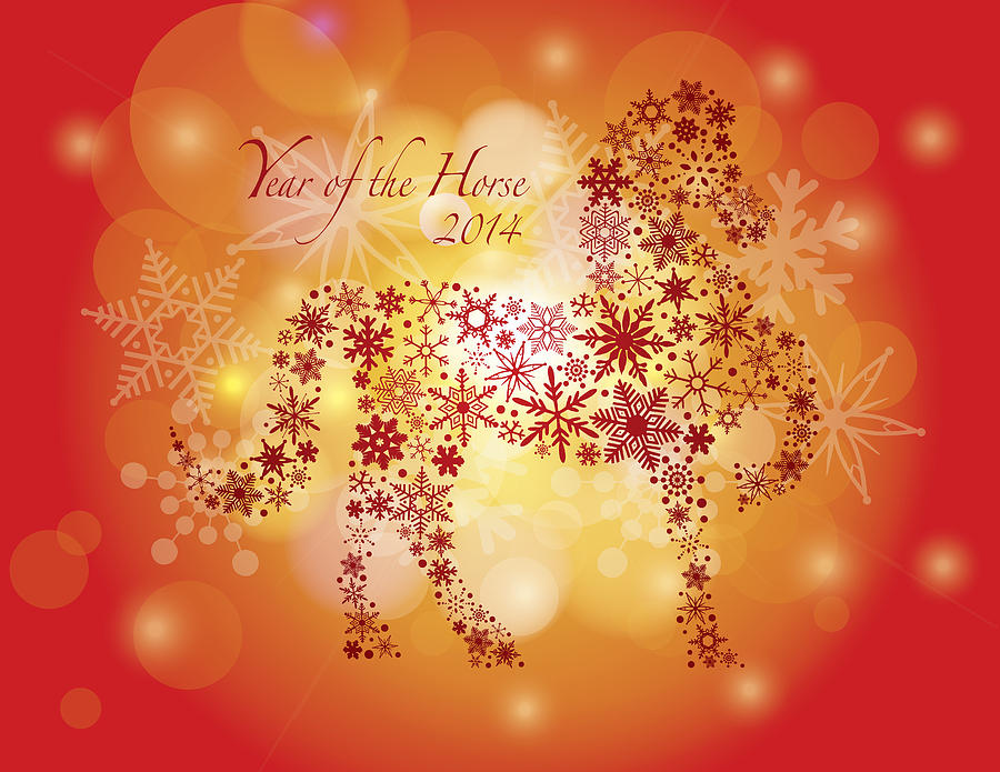 2014 Happy New Year Of The Horse With Snowflakes Pattern Photograph