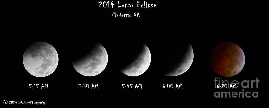 2014 Lunar Eclipse Photograph by Barbara Bowen