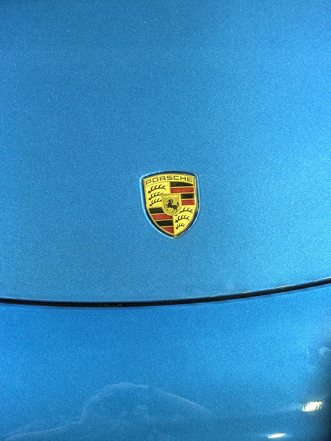 Vintage Photograph - 2014 Porsche Cayman S  logo blue by John Straton