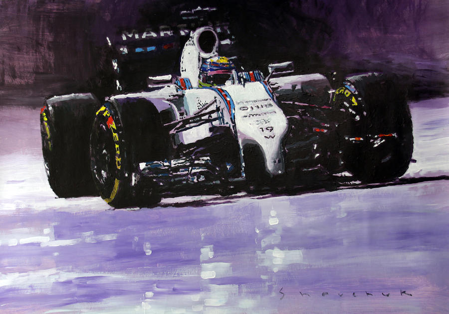 Acrylic Painting - 2014 Williams F1 Team FW 36 Felipe Massa  by Yuriy Shevchuk