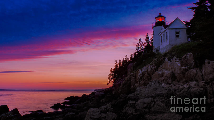 Sunset at Bass Harbor Light Photograph by New England Photography