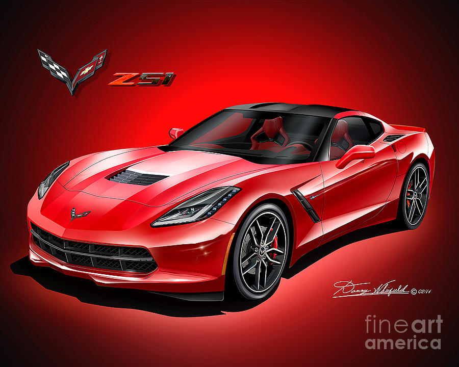 2015 Corvette Stingray Z51 Drawing by Danny Whitfield