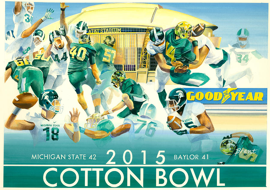 Michigan State University Football Painting - 2015 Cotton Bowl Spartan Victory by Robert Brent