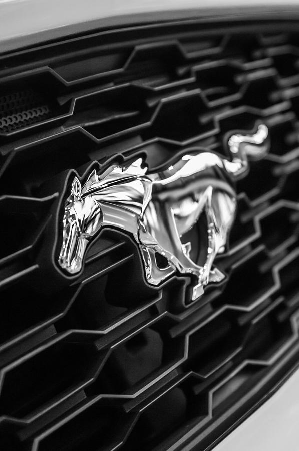 2015 Ford Mustang Prototype Emblem -0227bw Photograph by Jill Reger