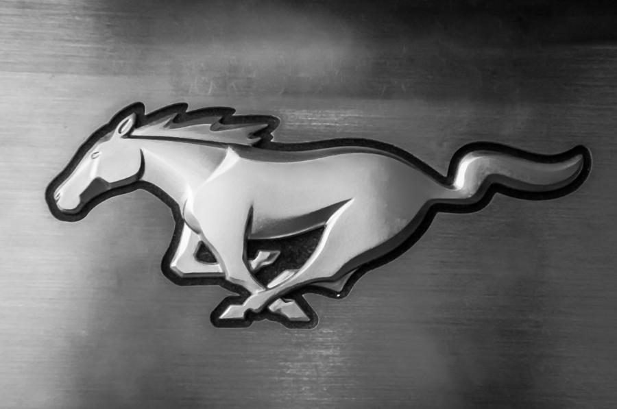 2015 Ford Mustang Prototype Emblem -0287bw Photograph by Jill Reger