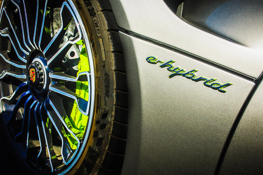 Transportation Photograph - 2015 Porsche 918 Spyder e-Hybrid Wheel Emblem -0238c by Jill Reger