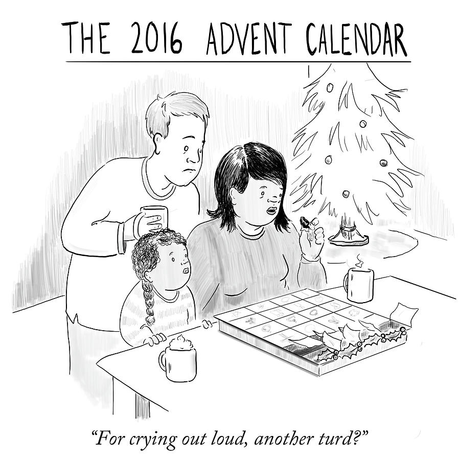2016 Advent Calendar Drawing by Emily Flake