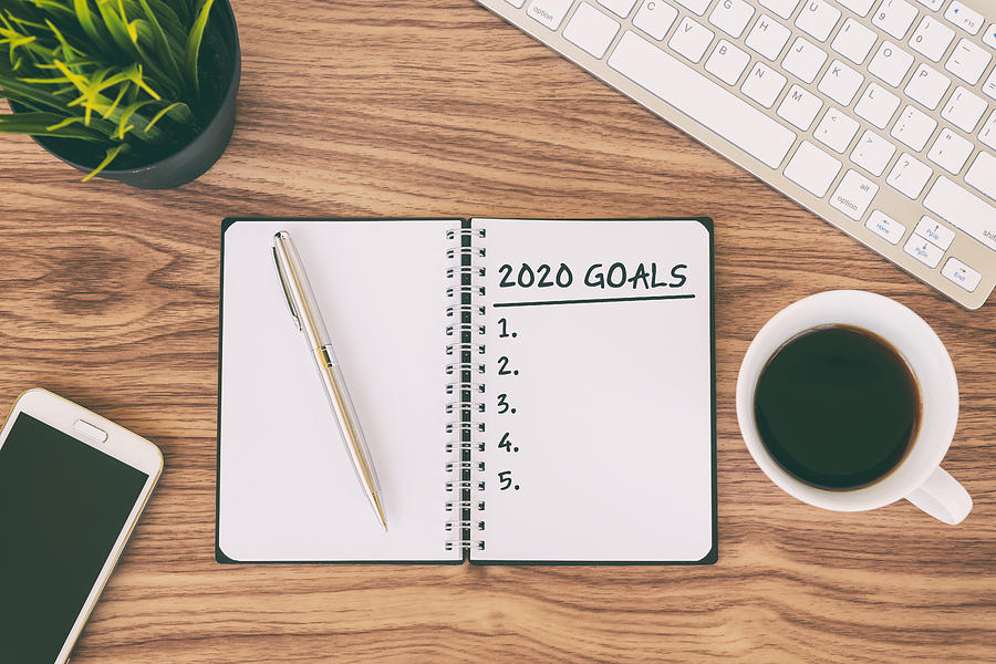 2020 Goals Text on Note Pad Photograph by Nora Carol Photography