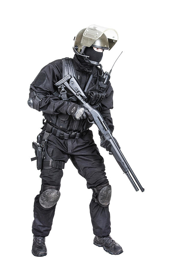 Spec Ops Soldier In Black Uniform #21 Photograph by Oleg Zabielin
