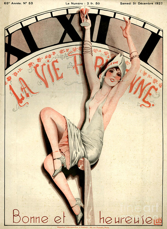 Clock Drawing - 1920s France La Vie Parisienne Magazine #213 by The Advertising Archives