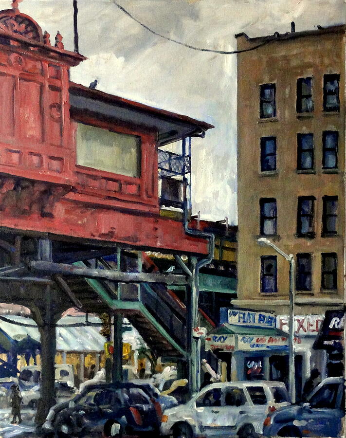 215th Street Subway Station Under the El Painting by Thor Wickstrom