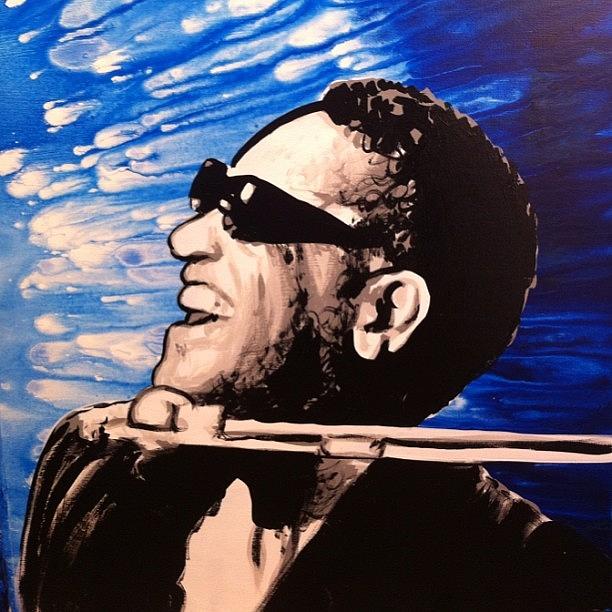 Music Photograph - 21x27 Ray Charles Original Painting by Ocean Clark
